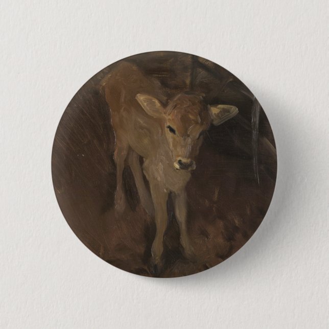 Badge Rond 5 Cm Un veau du Jersey (Devant)
