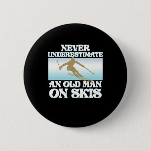 Badge Rond 5 Cm Un Vieux Ski Skier Skier Snowboard Sports