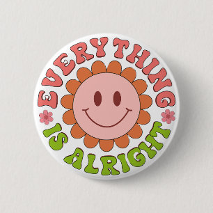 Badge Rond 5 Cm Un visage souriant avec une fleur et les mots part