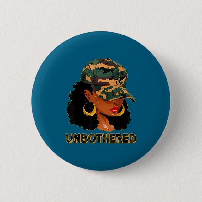 Badge Rond 5 Cm Unbothered Black Woman Melanin African Black Histo (Devant)