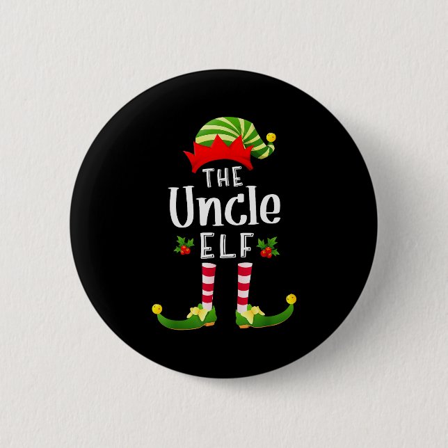Badge Rond 5 Cm Uncle Christmas Elf Matching Pajama X-mas Party  (Devant)