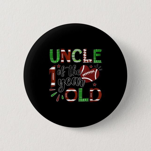 Badge Rond 5 Cm Uncle Of The 1 Year Old Football 1st Birthday Boy  (Devant)