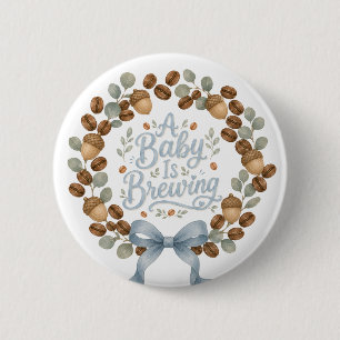 Badge Rond 5 Cm Une Baby Shower Café Automnale Bébé en Route
