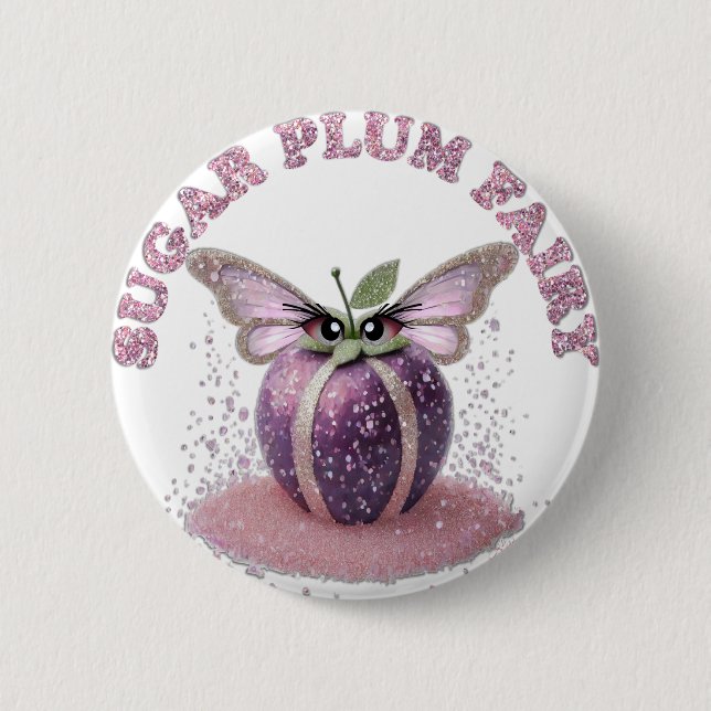 Badge Rond 5 Cm Une Fée de la Prune à Sucre (Devant)