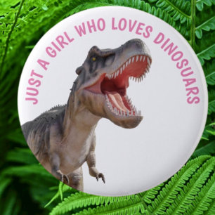 Badge Rond 5 Cm UNE FILLE Aime les Dinosaures