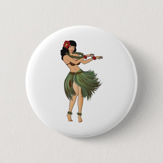 Badge Rond 5 Cm Une fille de Hula danse (Devant)