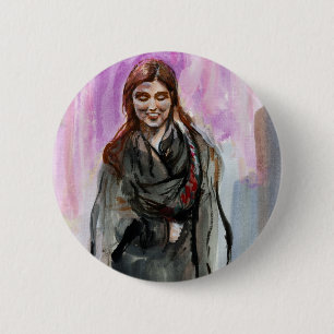 Badge Rond 5 Cm Une fille souriante en noir