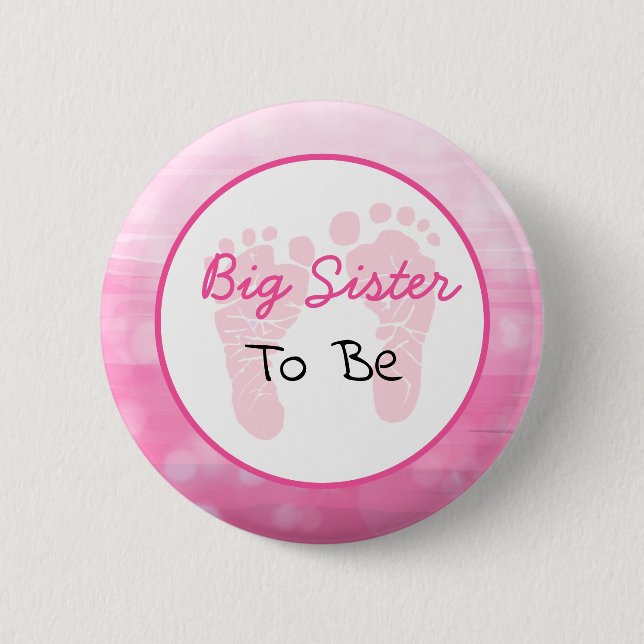 Badge Rond 5 Cm Une grande soeur rose pour être Baby shower (Devant)