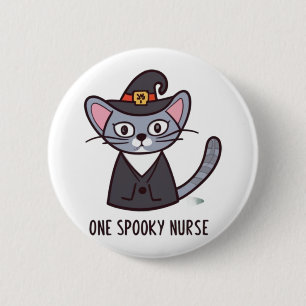 Badge Rond 5 Cm Une infirmière Éffrayante Chat - Fêtes Félines pou