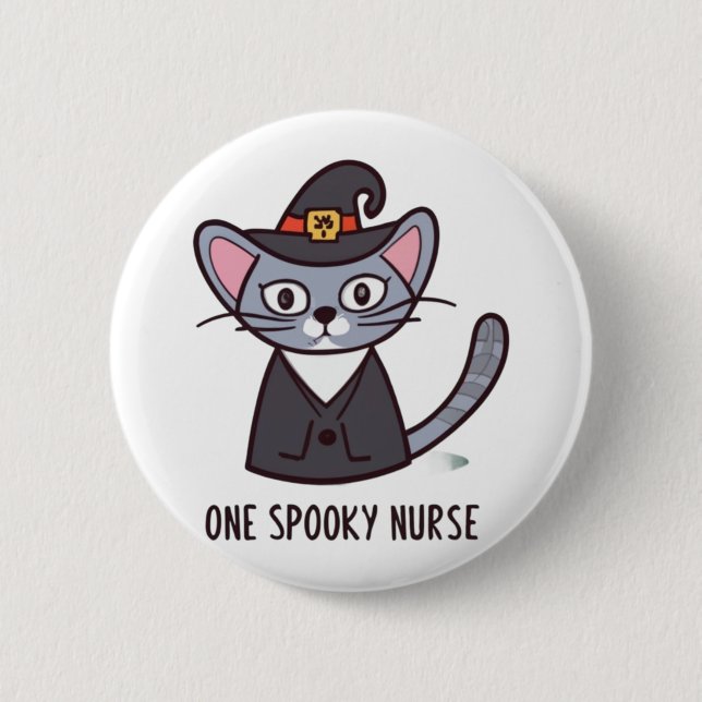 Badge Rond 5 Cm Une infirmière Éffrayante Chat - Fêtes Félines pou (Devant)