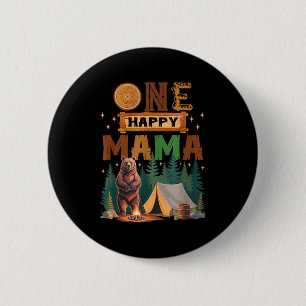 Badge Rond 5 Cm Une joyeuse maman campeuse 1er anniversaire ours d
