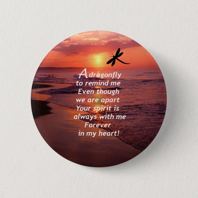 Badge Rond 5 Cm Une libellule pour me rappeler (Devant)
