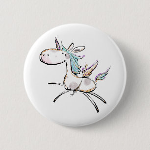 Badge Rond 5 Cm Une licorne magique