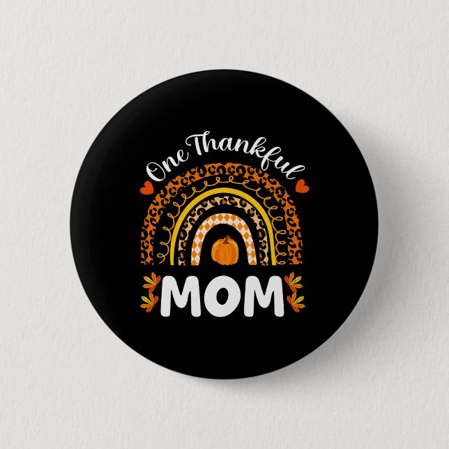 Badge Rond 5 Cm Une Maman Merci Thanksgiving Rainbow Fall Leopard (Devant)
