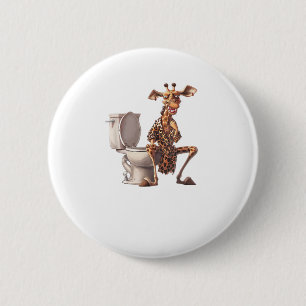 Badge Rond 5 Cm Une Mignonne Girafe En Pyjamas Assis Sur Des Toile