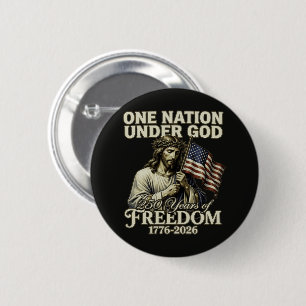 Badge Rond 5 Cm Une nation sous Dieu 250 ans de bénédictions