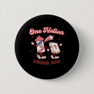 Badge Rond 5 Cm Une nation sous Dieu chrétien 4 juillet américain