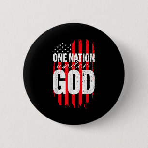 Badge Rond 5 Cm Une nation sous Dieu Drapeau américain chrétien Jé
