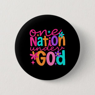 Badge Rond 5 Cm Une nation sous Dieu, Jésus Bible Croix Patriotiqu