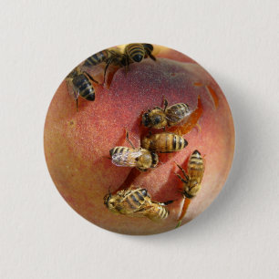 Badge Rond 5 Cm Une Pêche Pour Les Abeilles
