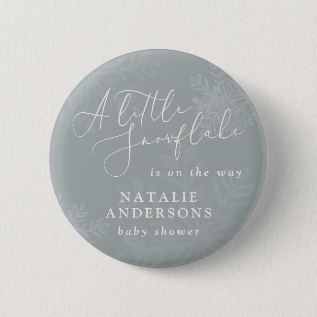 Badge Rond 5 Cm Une petite fête de baby shower d'hiver à flocon de (Devant)
