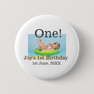 Badge Rond 5 Cm Une photo de premier anniversaire moderne ajouter 
