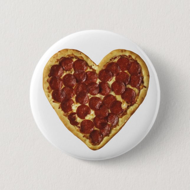 Badge Rond 5 Cm Une "pizza" mon coeur (Devant)