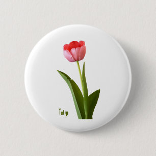 Badge Rond 5 Cm Une Tulipe de printemps rose Floral Nature Photogr