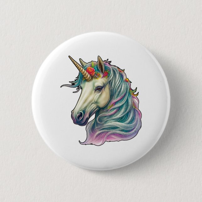 Badge Rond 5 Cm Une Unicorne Fantastique ! (Devant)