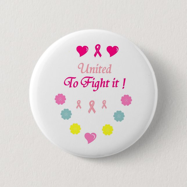 Badge Rond 5 Cm Uni au cancer du sein de combat (Devant)
