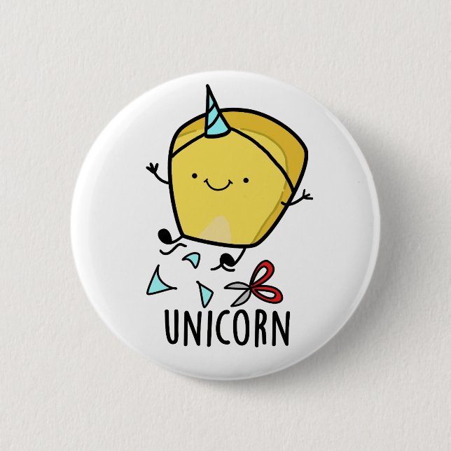 Badge Rond 5 Cm Uni-corn Funny Corn Pun (Devant)