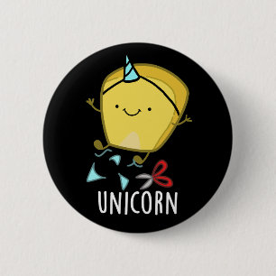 Badge Rond 5 Cm Uni-corn Funny Corn Pun Dark BG