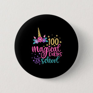 Badge Rond 5 Cm Unicorn 100 Jours Magiques De L'École