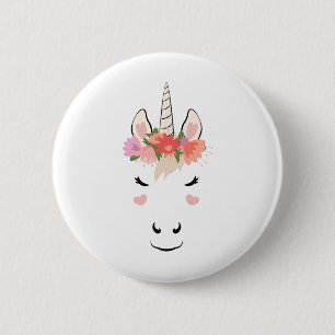 Badge Rond 5 Cm Unicorn Face Eyelashes Aimer Halloween Costume Flu