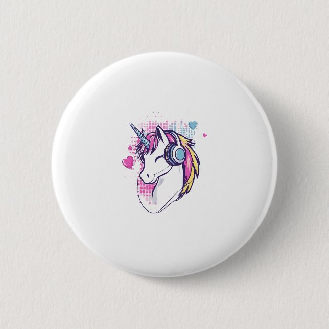 Badge Rond 5 Cm Unicorn Gamer Girl (1) (Devant)