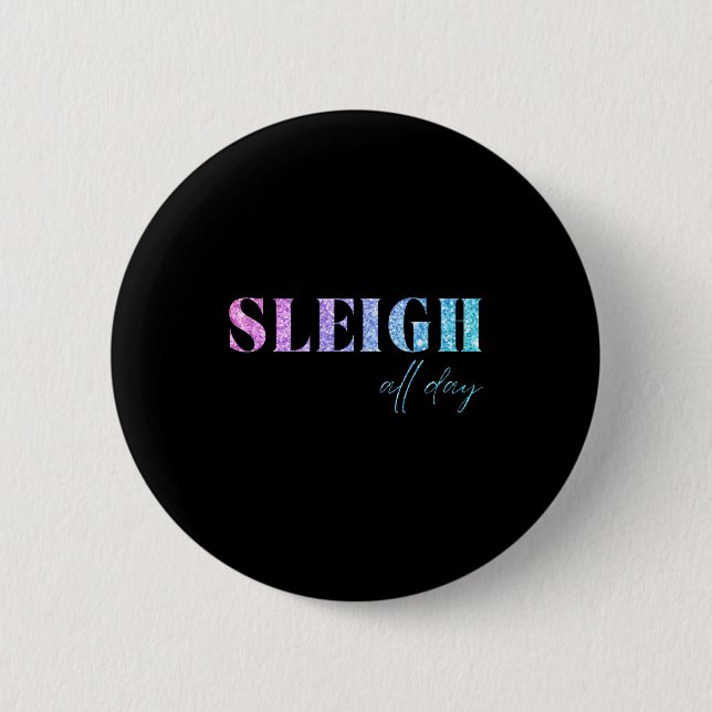 Badge Rond 5 Cm Unicorn Glitter Sleigh All Day Christmas  (Devant)