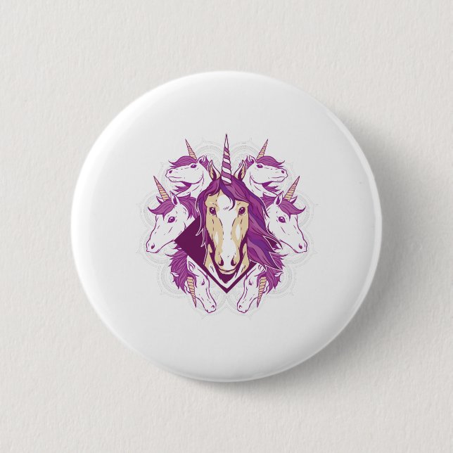 Badge Rond 5 Cm Unicorn mandala (Devant)
