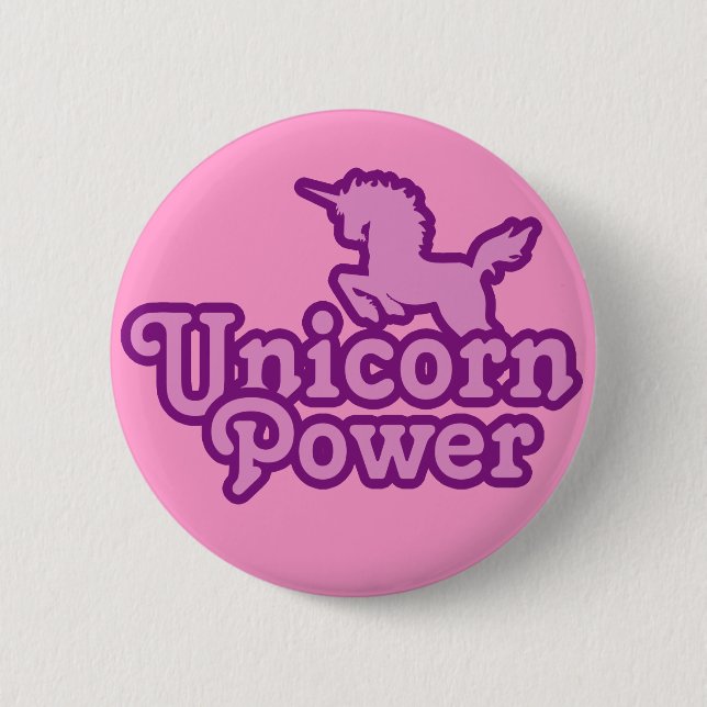 Badge Rond 5 Cm Unicorn Power ! Boutons de nouveauté amusants (Devant)