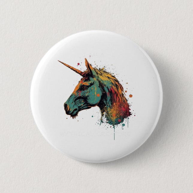 Badge Rond 5 Cm Unicorne Abstraite (Devant)