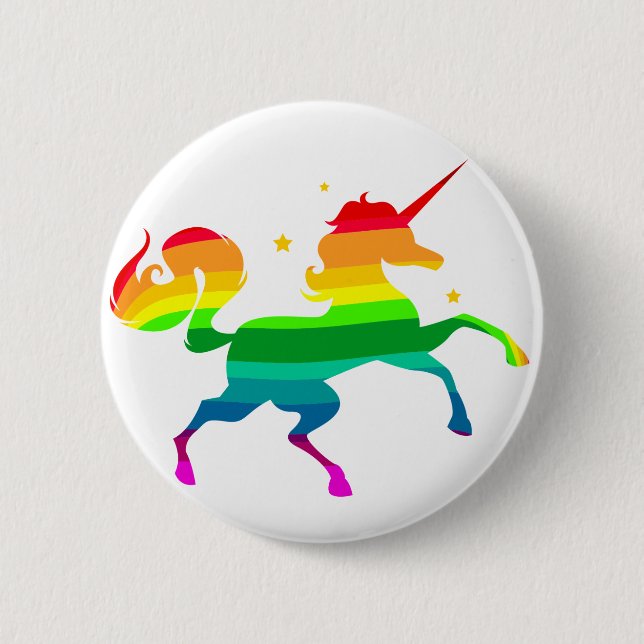 Badge Rond 5 Cm Unicorne arc-en-ciel (Devant)