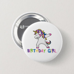 Badge Rond 5 Cm Unicorne de couleur vive Dabbing fille d'anniversa