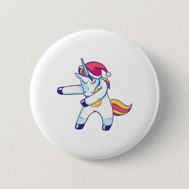 Badge Rond 5 Cm Unicorne de Noël (Devant)