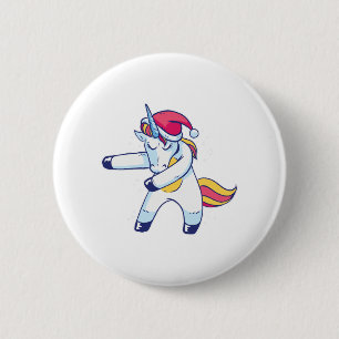 Badge Rond 5 Cm Unicorne de Noël