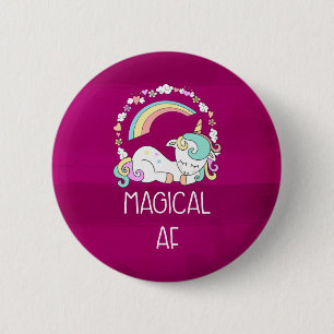 Badge Rond 5 Cm Unicorne drôle dire magique AF