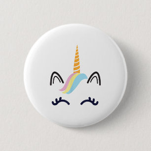 Badge Rond 5 Cm Unicorne Face Eyelashes Sourire Costume Halloween