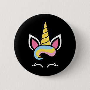 Badge Rond 5 Cm Unicorne Face mignonne Eyelashes Costume Halloween