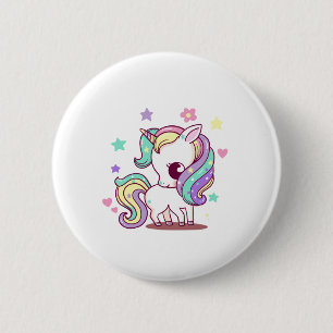 BADGE ROND 5 CM UNICORNE FAIRY