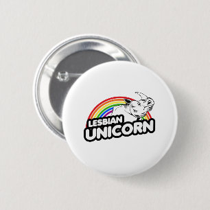 Badge Rond 5 Cm Unicorne lesbienne arc-en-ciel