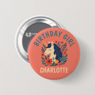 Badge Rond 5 Cm Unicorne Magique Personnalisé Whimsical Anniversai