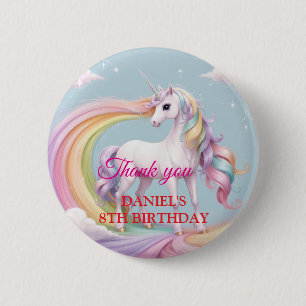 Badge Rond 5 Cm Unicorne magique personnalisée Rainbow Anniversair